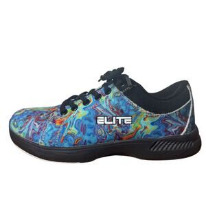 Elite 6.5 Blue Swirl Bowling Shoes Adjust Flex Slide Soles Komfort Lightweight